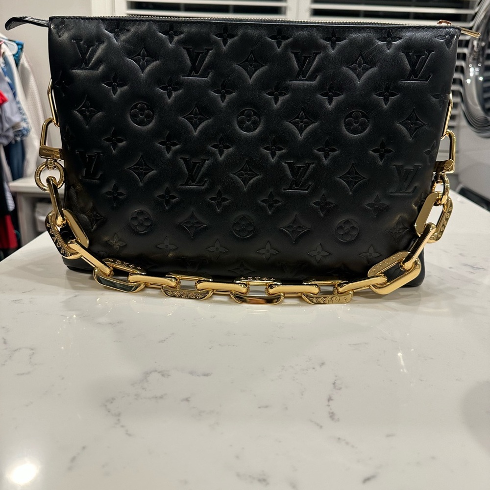 Louis Vuitton Black Embossed Coussin MM